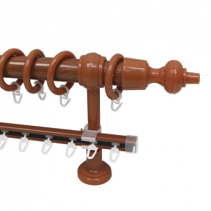 Карниз круглый с пластиком 3,0м корич  /Рекар