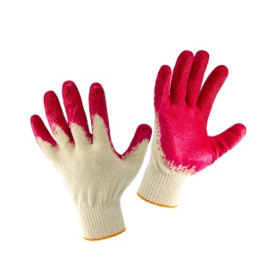Перчатки 70115 х/б  с латексом одинарный облив КРАСНЫЙ,ЖЁЛТЫЙ (1/10/300)