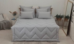 Одеяло 172х205см Софт Страйп (SOFT STRIPE) серый Лебяжий пух зимнее OSSG-172 