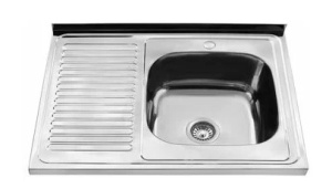 Мойка накладная 60х80 0,8х180мм правая с выпуском 3 1/2, сифон без гофро трубы