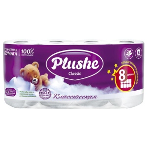 Бумага туалетная Plushe Delux Light 3слоя 8рулонов