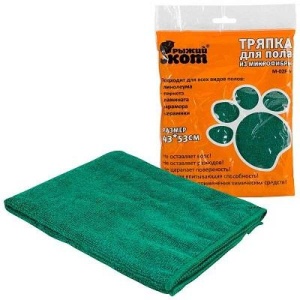 Тряпка для пола микрофибра 43х53см РЫЖИЙ КОТ 1/40