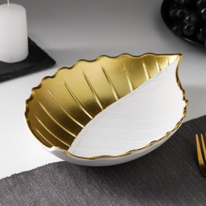 Блюдо мдф для фруктов 23*17*4,5 см Золотой лист