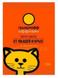 Средство от грызунов Тесто брикет пакет 100гр Грызунофф оффлайн (40)