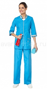 Костюм жен.Лазурит, я.голуб./сер отд. 3/4 рук р.40/42  158-164(ЧЗ) 