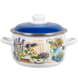 Кастрюля эмалированная 2л Горная лаванда сферическая 1/8