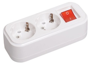 Колодка 2гнезда з/к с выключателем Прогресс