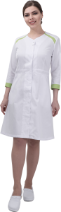 Халат мед.МИРАЖ, бел.-св.зел.рук.3/4 р.60/62, 158-164(ЧЗ)