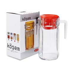 Кувшин стекло Kosem 1,250 л красная крышка п/уп