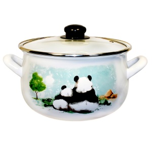 Кастрюля эмалированная 3,1л Панды стекл/кр TM INTEROS 1/4