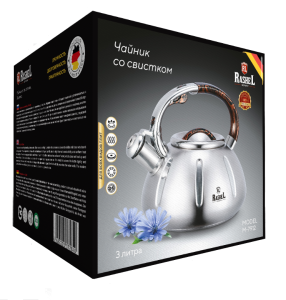 Чайник нержавеющая сталь 3,0 л RASHEL со свистком+индукция 1/12 