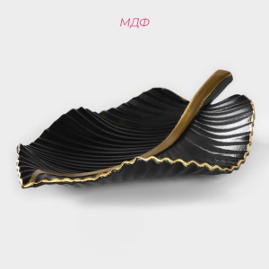 Блюдо мдф для фруктов 35,5*20*5 см Лист, золото/черный