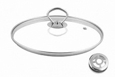 Крышка стекло 22см металл обод, металл кнопка, усиленный пароотвод 1/10