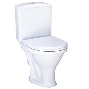 Унитаз-компакт Вест, косой выпуск, нижняя подводка, кнопка, белый  