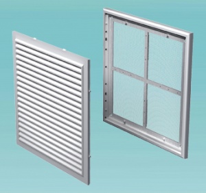 Решетка вентиляционная МВ-250-1С (230х230) с сеткой, крепится на герметик, пластик