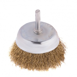 Щетка металлическая со шпилькой Чашка 75мм витая латунированная