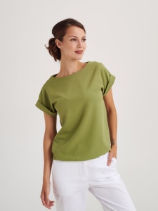 Блуза женская Бл-1019 либерти люкс кор.рук  р.48 158-164(ЧЗ)РАСПР