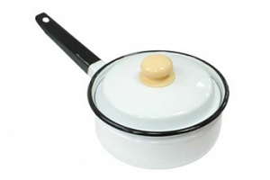 Ковш эмалированный 1,5л без рисунка с крышкой 1/12