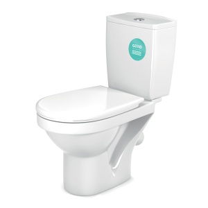 Унитаз-компакт ВЕНТА Houm de luxe, косой выпуск, нижняя подводка, две кнопки, белый