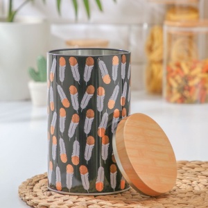 Банка жесть для сыпучих продуктов ПЕРО 10,5*10,5*19 см 