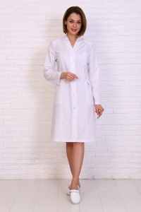 Халат женский мод.192ТСД цв. белый, дл.рук. тиси  р.56/170(ЧЗ)
