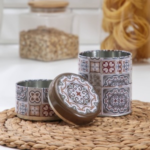 Банка жесть для сыпучих продуктов ТРИО узор 16,8*8,5*8,5 см 3секции