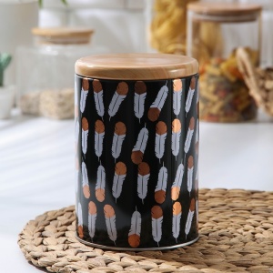 Банка жесть для сыпучих продуктов ПЕРО 11*11*15,5 см 