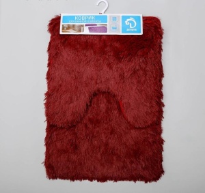 Набор ковриков для ванны и туалета ПУШИСТИК 38х40см/40х60см 2 шт  бордо