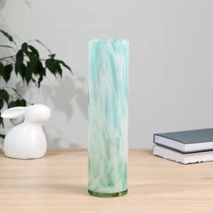 Ваза стекло для цветов настольная ЦИЛИНДР 30 см зеленая 1/6 