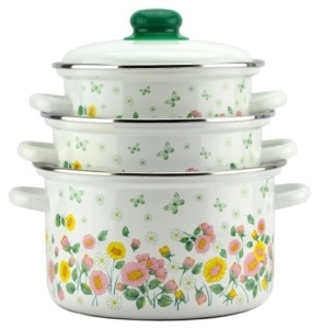 Набор посуды эмаль 3 пр 2,0/3,0/4,0 л Цветочное поле 1/1