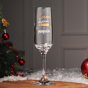 Бокал стекло для шампанского 200мл Нет времени объяснять наливай и загадывай 1/12