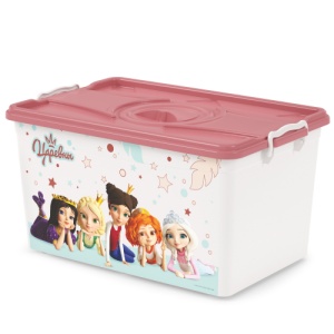 Контейнер Зверюшки, Царевны, Лунтик 50л   (с крышкой) /Башпласт