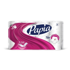 Бумага туалетная PAPIA 3слоя 8рулонов по 7шт