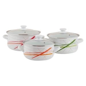 Набор посуды эмаль 3пр 2,0/3,0/4,0л График-1 Экстра стеклянная крышка