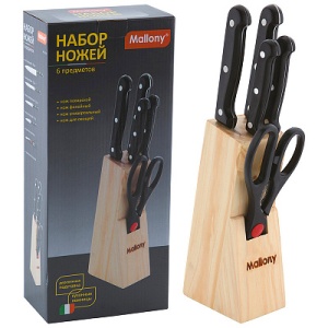Набор ножей на подставке+6предметов TM Mallony 1/12 