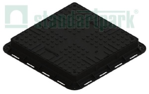 Люк пластиковый А15 квадратный черн с замком 35487-20  