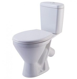 Унитаз-компакт СТАНДАРТ 1, косой выпуск, нижняя подводка, кнопка, белый