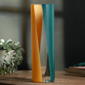Ваза стекло для цветов настольная КОЛЕРО 27 см зелено-оранжевая 1/2