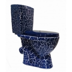 Унитаз-компакт ЛИРА к/в, ниж. подв, кноп., сид пп. СИНИЙ КРАКЕЛЮР.  Киров