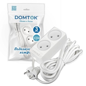 Удлинитель Domtok б/з 2гн 3м ПВС 2*1  2346