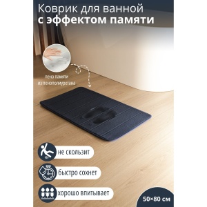 Коврик для ванной флис 50х80см SAVANNA Memory foam темно-синий