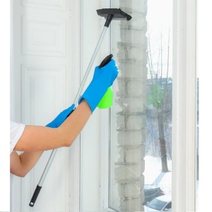 Окномойка с телескопической металлической ручкой, сгон резина, насадка поролон 25*90см