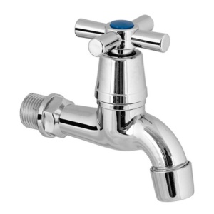 Кран водоразборный пласт.хром с носиком 1/2 вентиль крест