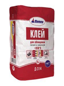 Клей для облицовки печей и каминов +850С 25кг Д-314  