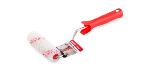 Мини-валик в сборе Работы с ВОДНЫМИ ЛКМ 110мм ручка 40см (КРАСНАЯ РУЧКА) 1/45