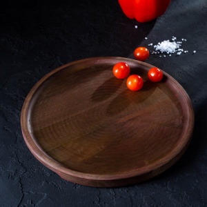 Блюдо для подачи 25x1,8 см массив березы,пропитано маслом,цвет шоколадный 