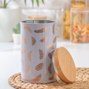 Банка жесть для сыпучих продуктов ПЕРО 10,5*10,5*19 см 