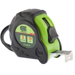 Рулетка 5мх19мм обрезиненный корпус Графит СИБРТЕХ