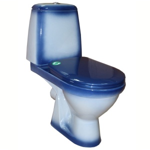 Унитаз-компакт ПРЕМЬЕР горизонтальный выпуск, 2-режима, сиденье ПП, синий