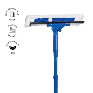 Окномойка с телескоп ручкой микрофибра, сгон резина 32*6,5*78(108) см 1/40